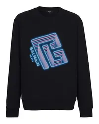 Balmain Sweatshirt mit aufgedrucktem Neon-Logo Black