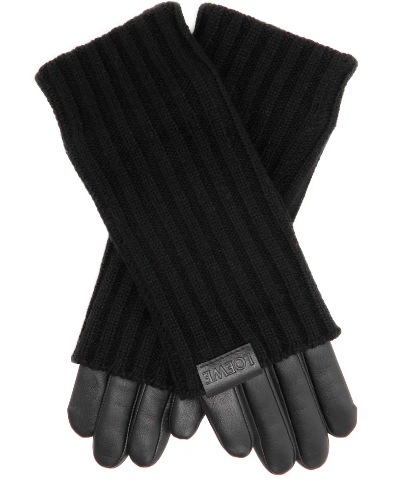 Loewe Handschuhe aus Kaschmir und Lammleder Black