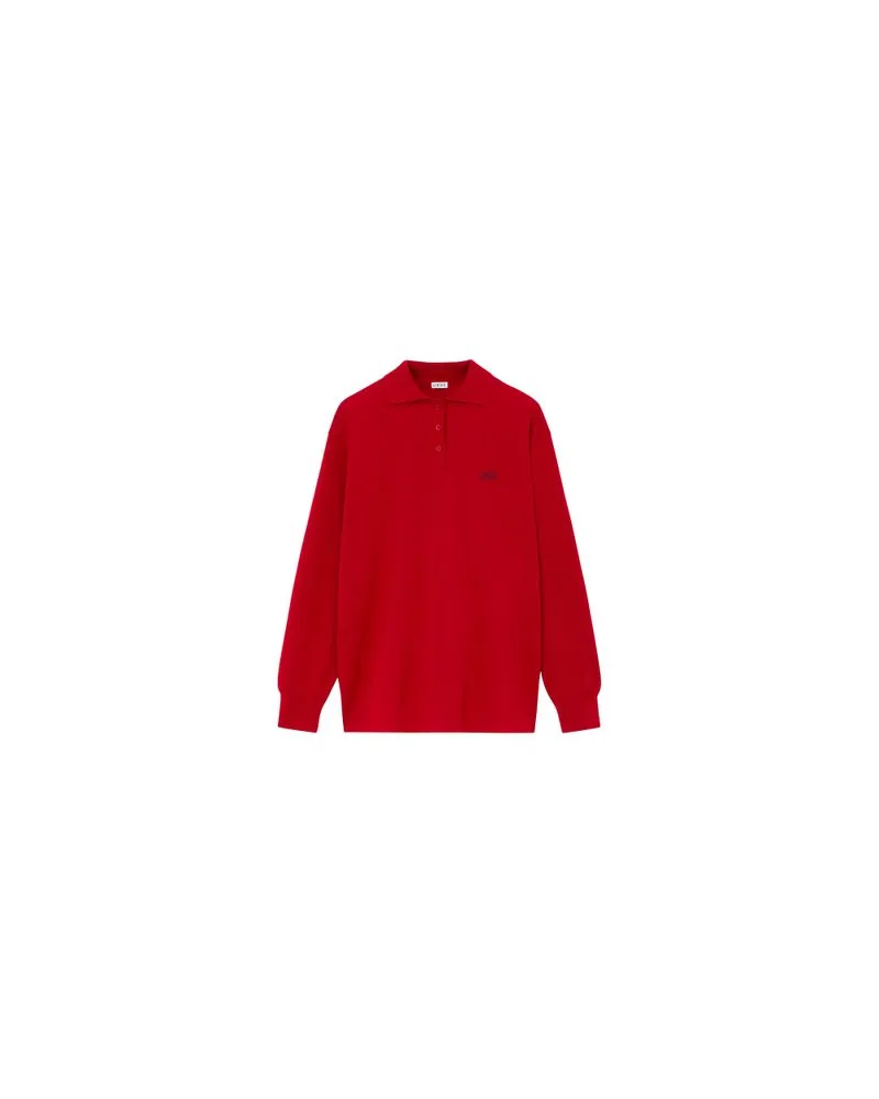 Loewe Pullover mit Polokragen aus Kaschmir und Seide Red