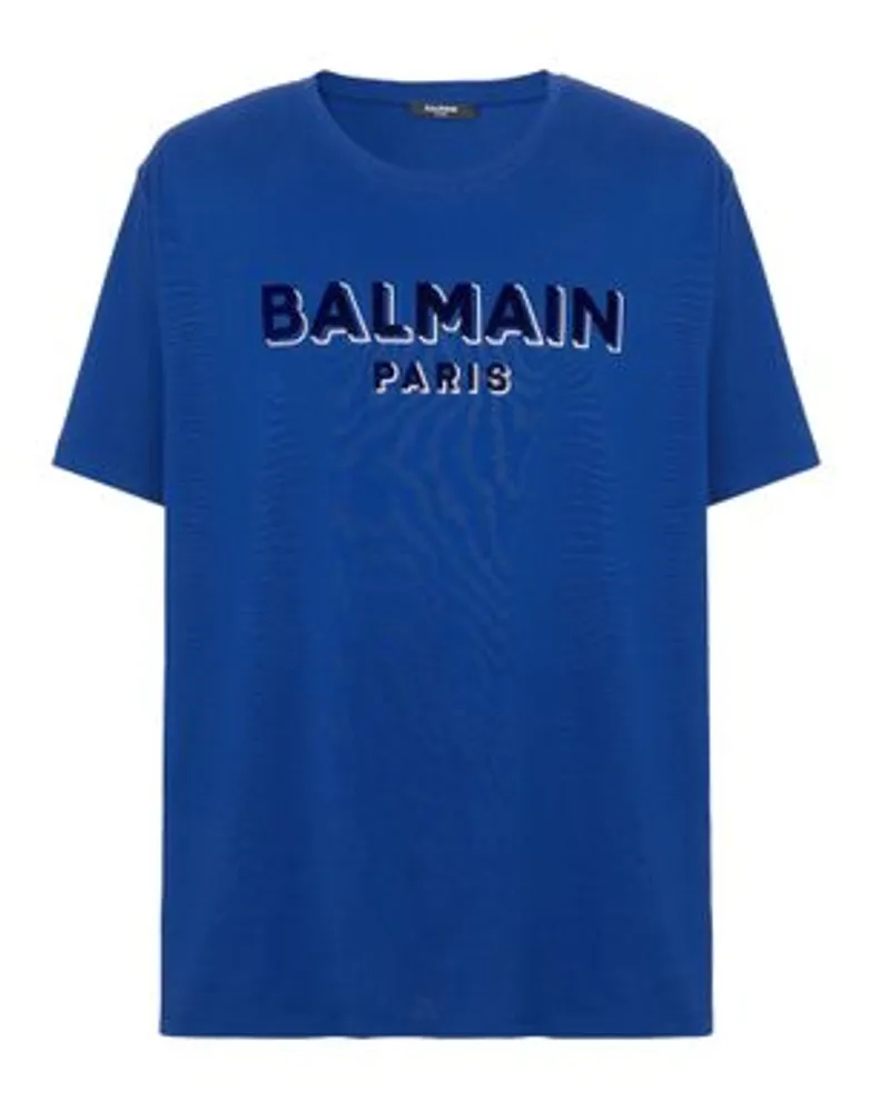 Balmain T-shirt Balmain mit Metallic-Beflockung Blue