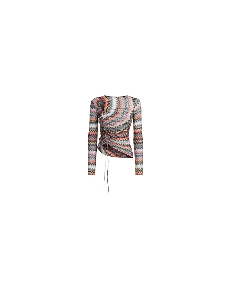 Missoni LangäRmeliges Zickzack Top Mit Raffung Und Cut Out Detail Multicolor