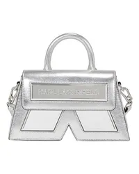 Karl Lagerfeld Ikon K Kleine Crossbody-Tasche in Metallic-Optik Silver