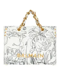 Balmain Disney X Balmain: König der Löwen - Shopper 1945 Soft mit Enfant Précoce-Druckmotiv White