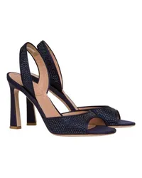 Alberta Ferretti Satinsandalen mit Strass Evening Blue