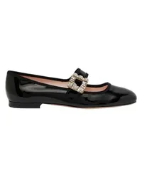 Roger Vivier Très Vivier Babies Ballerinas mit strassbesetzter Schnalle Black