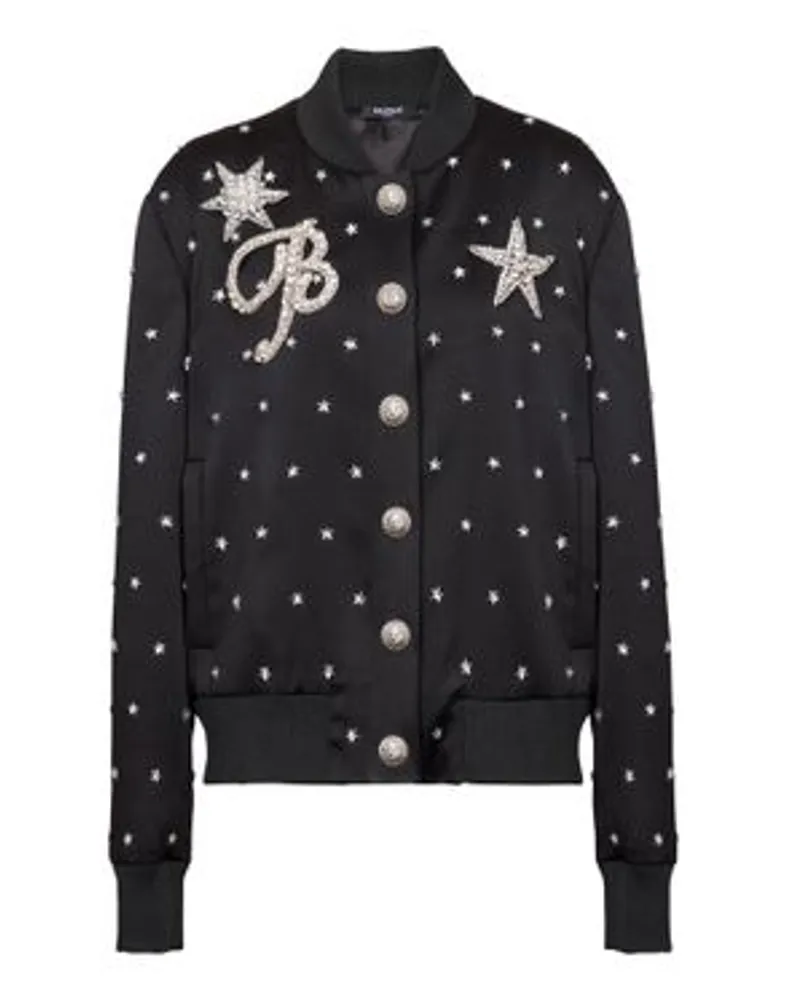 Balmain Bomber-Blouson mit Sterne-Stickerei Black