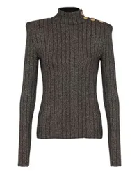 Balmain Rippstrick-Pullover mit Lurexfaden Gold