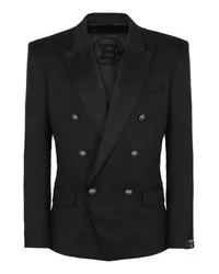 Balmain Zweireihiger Wollblazer Black