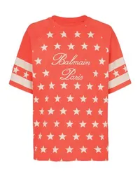 Balmain T-Shirt Balmain Signature Sterne Red