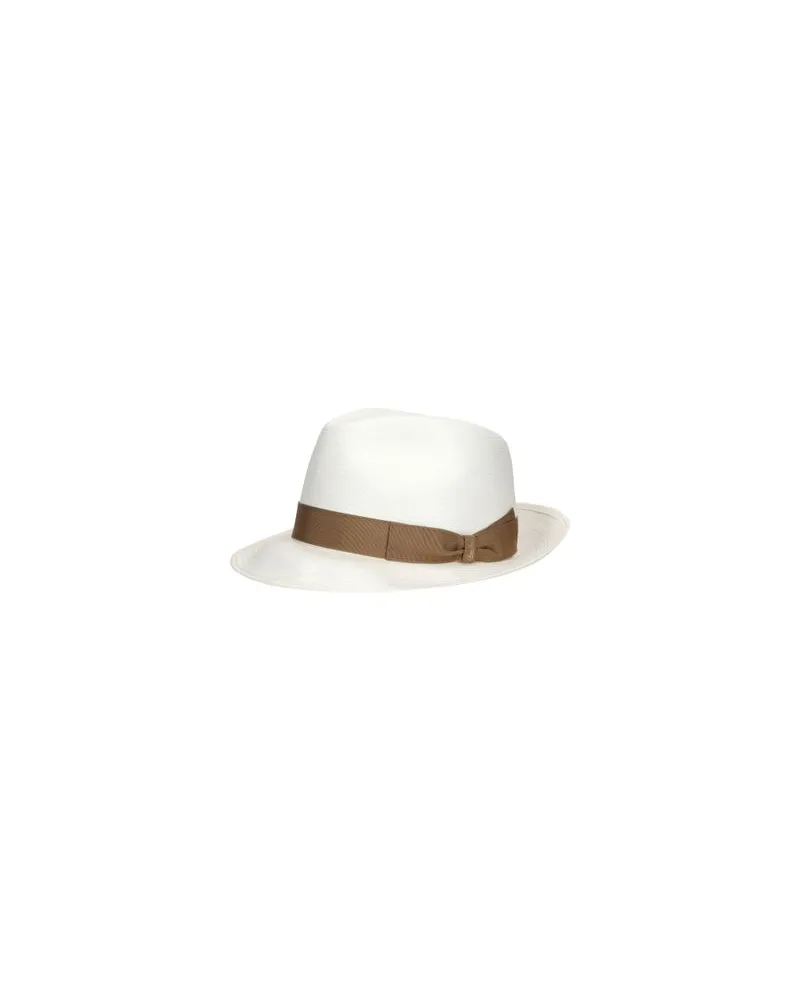 Borsalino Dolce Feiner Panamahut Mit Mittlerer Krempe White