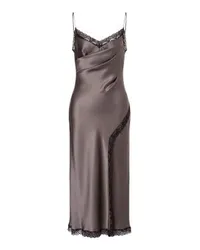 Alberta Ferretti Satin-Petticoatkleid mit Spitze Grey