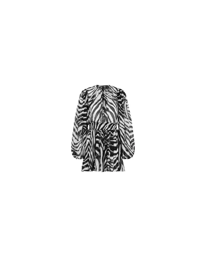 Dolce & Gabbana Kurzes Chiffonkleid mit Zebra-Print Multicolor