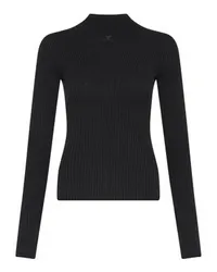 Courrèges Rippstrick-Pullover mit Stehkragen Black