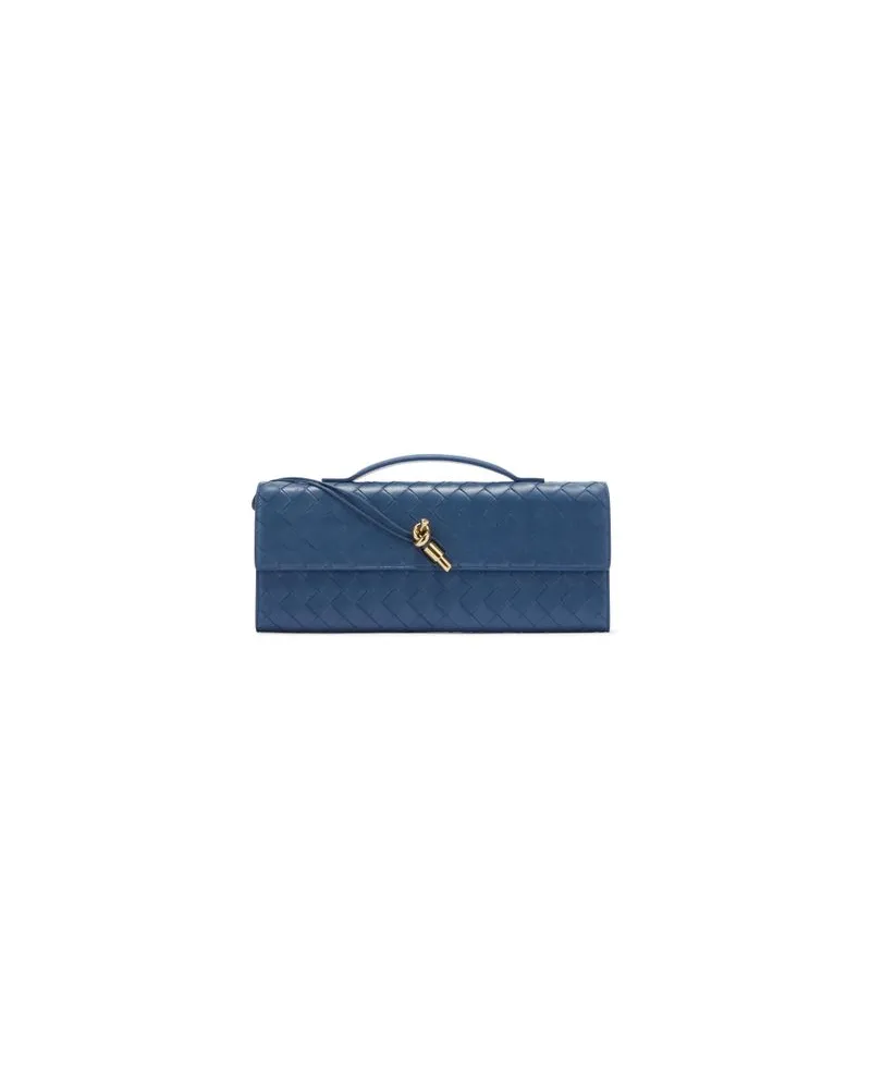 Bottega Veneta Lange Clutch mit Henkel Andiamo Blue