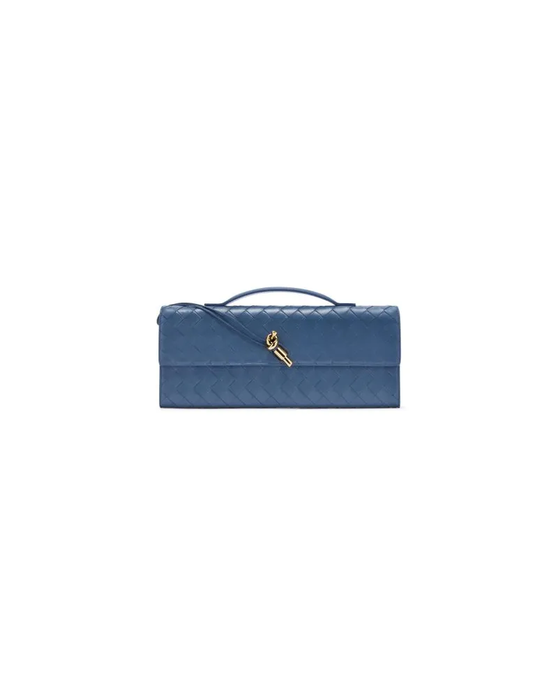 Bottega Veneta Lange Clutch mit Henkel Andiamo Blue
