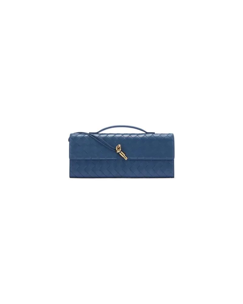 Bottega Veneta Lange Clutch mit Henkel Andiamo Blue