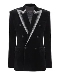 Balmain Samtjacke mit besticktem Kragen Black