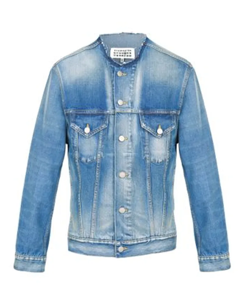 Maison Margiela Kragenlose Jacke Blue