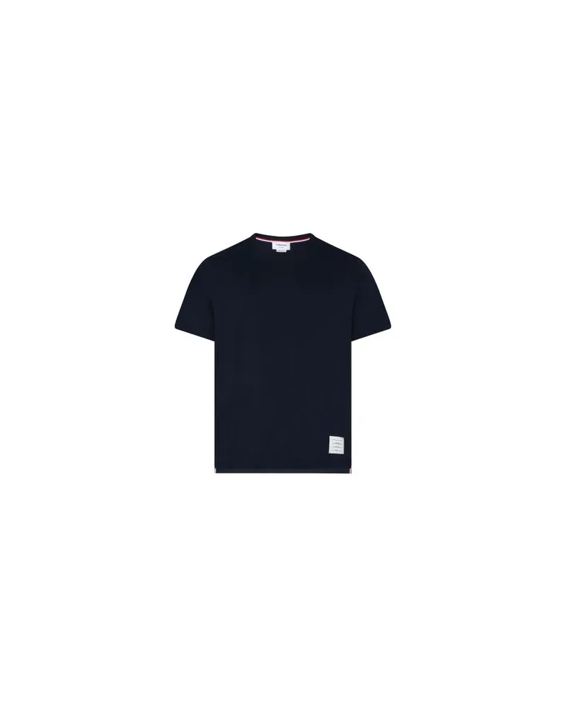 Thom Browne Kurzarm-T-Shirt mit Seitenschlitz Navy