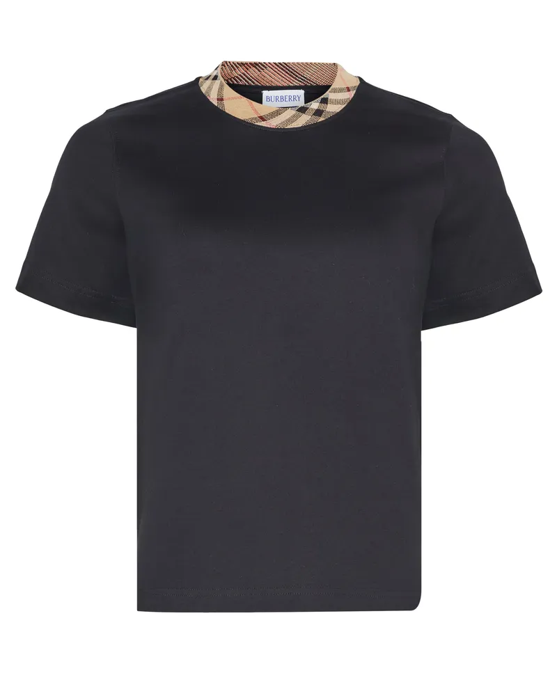 Burberry T-Shirt mit Check-Ausschnitt 
