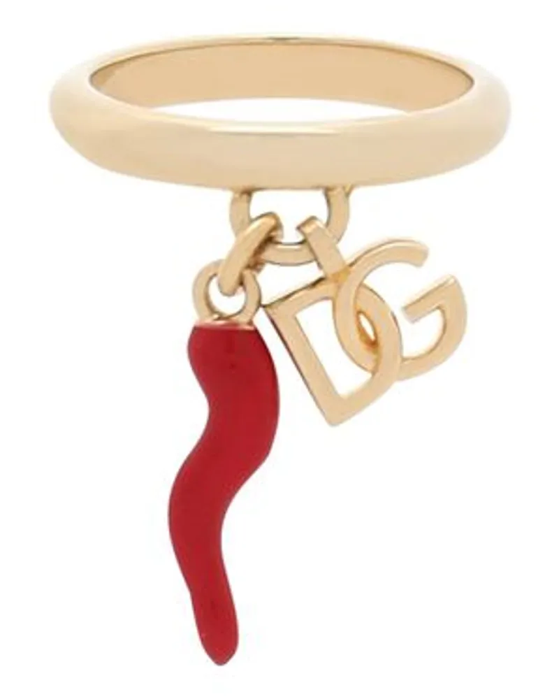 Dolce & Gabbana Verlobungsring mit DG-Logo und Anhängern Gold