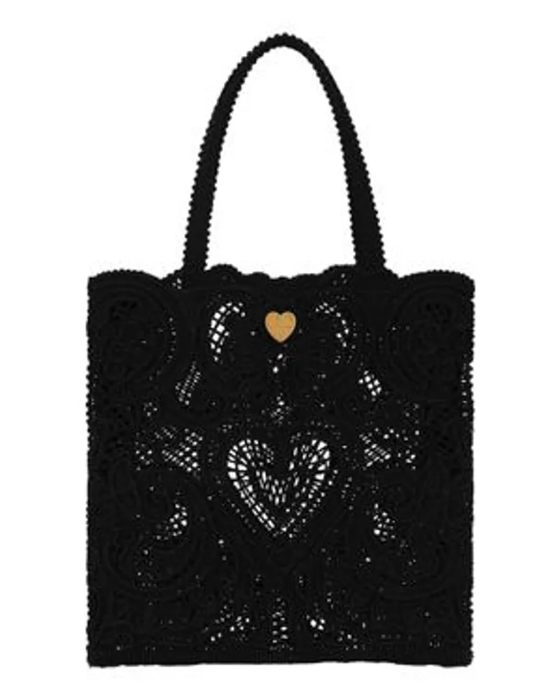 Dolce & Gabbana Mittelgroßer Shopper mit Stickerei Black