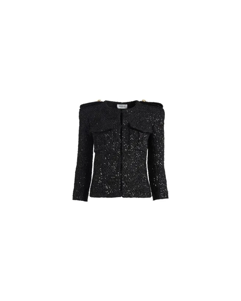 Balmain Jacke Spencer aus Pailletten-Tweed Black