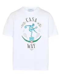 Casablanca Paris T-Shirt mit Marmorstatuen-Motiv White