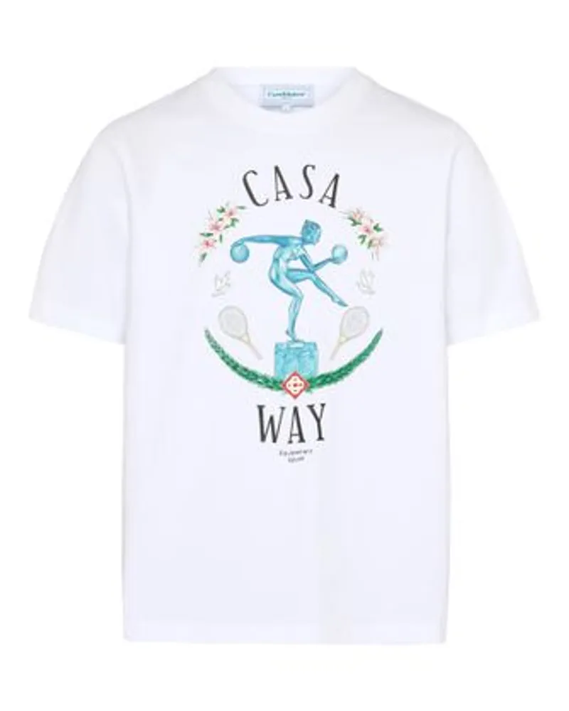 Casablanca Paris T-Shirt mit Marmorstatuen-Motiv White