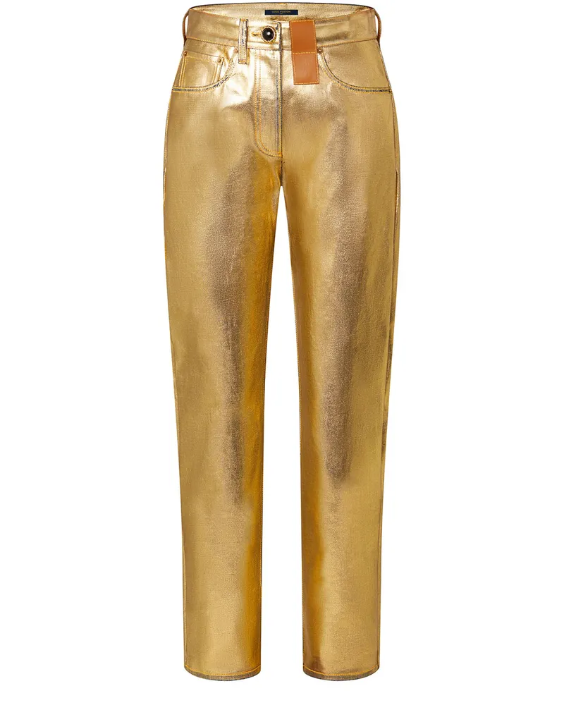 Louis Vuitton Goldfarbene, gerade geschnittene Jeans 