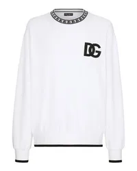 Dolce & Gabbana Jersey-Sweatshirt mit Rundhalsausschnitt und DG-Stickerei White