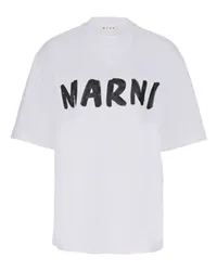 Marni T-Shirt mit Karree-Schnitt und Logo White