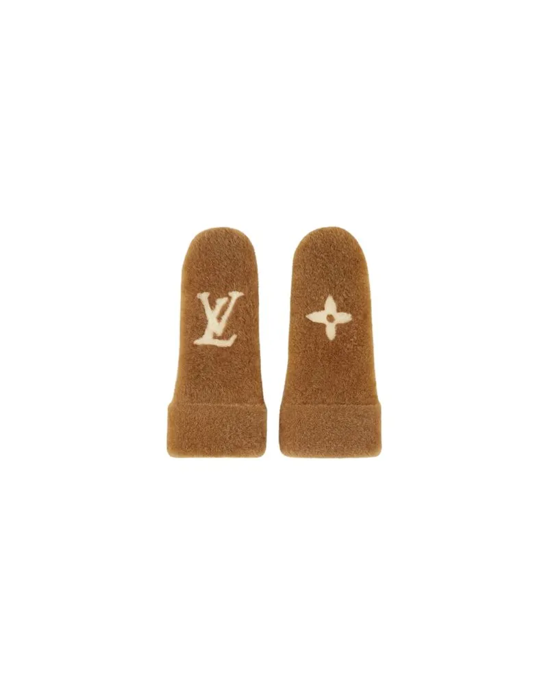 Louis Vuitton Monogram Shearling Handschuhe Beige