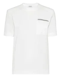 Brunello Cucinelli T-Shirt mit Monili White