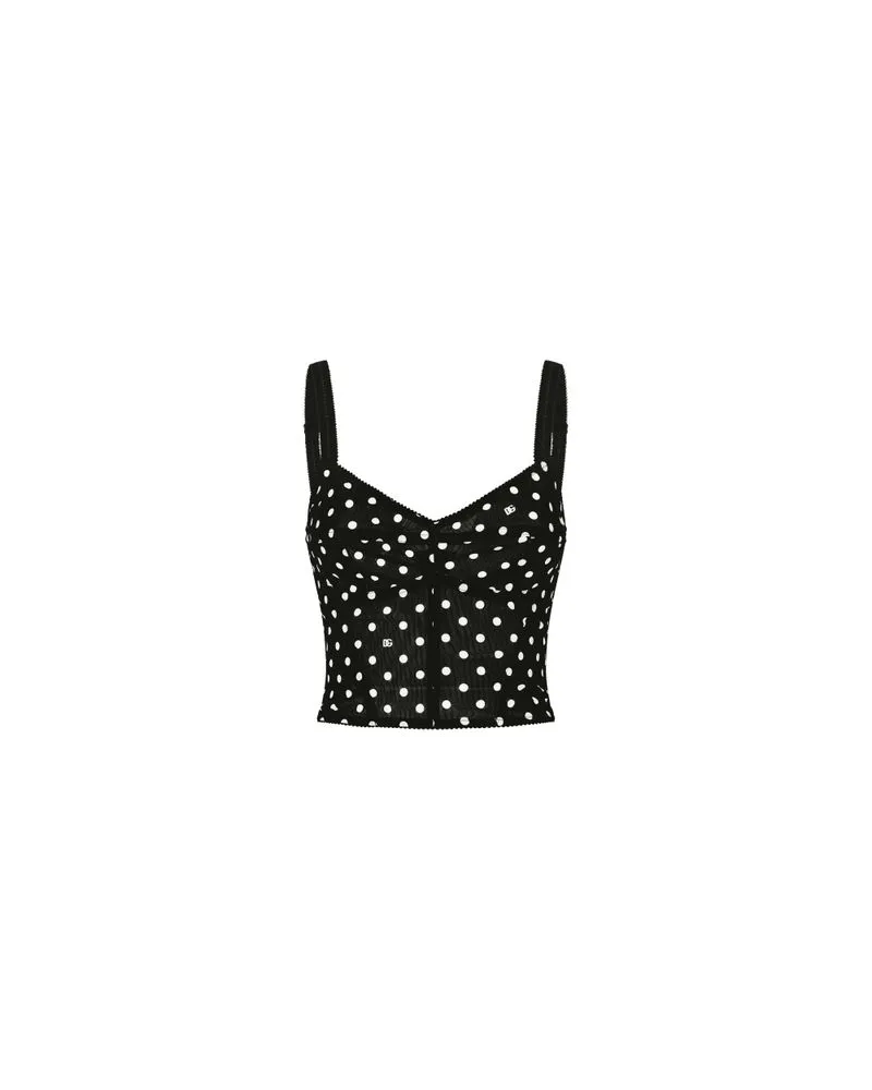 Dolce & Gabbana Gepunktetes Marquisette-Korsett-Top Black