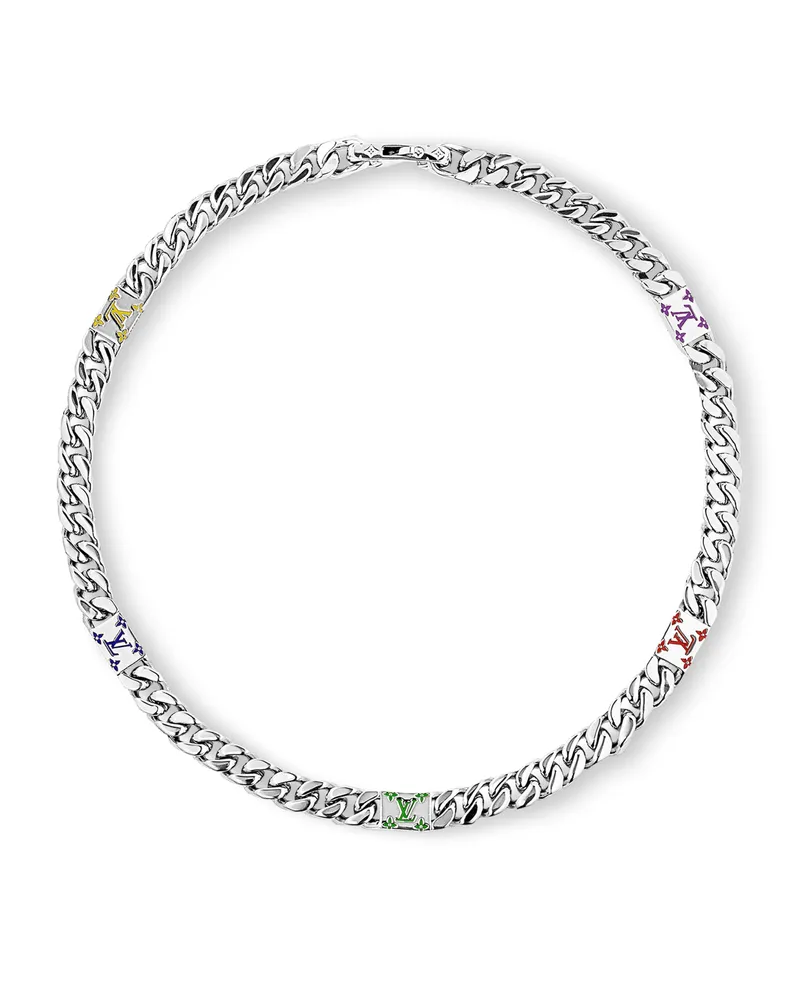 Louis Vuitton LV Mosaic Halskette Silver