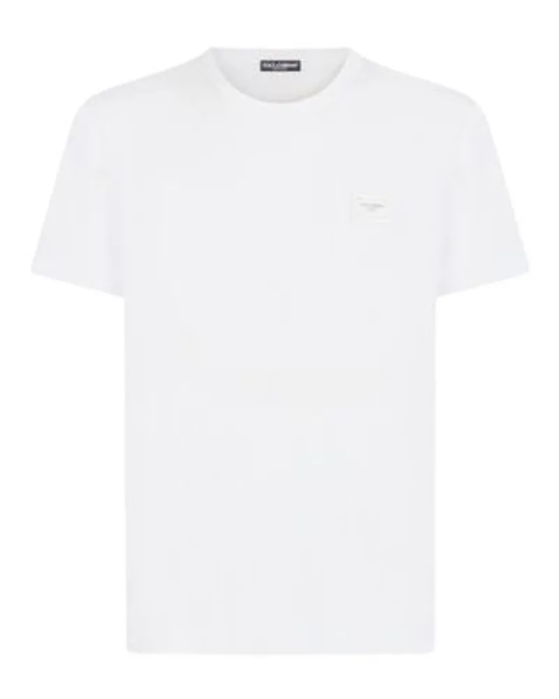 Dolce & Gabbana Baumwoll-T-Shirt mit Logo-Plakette White