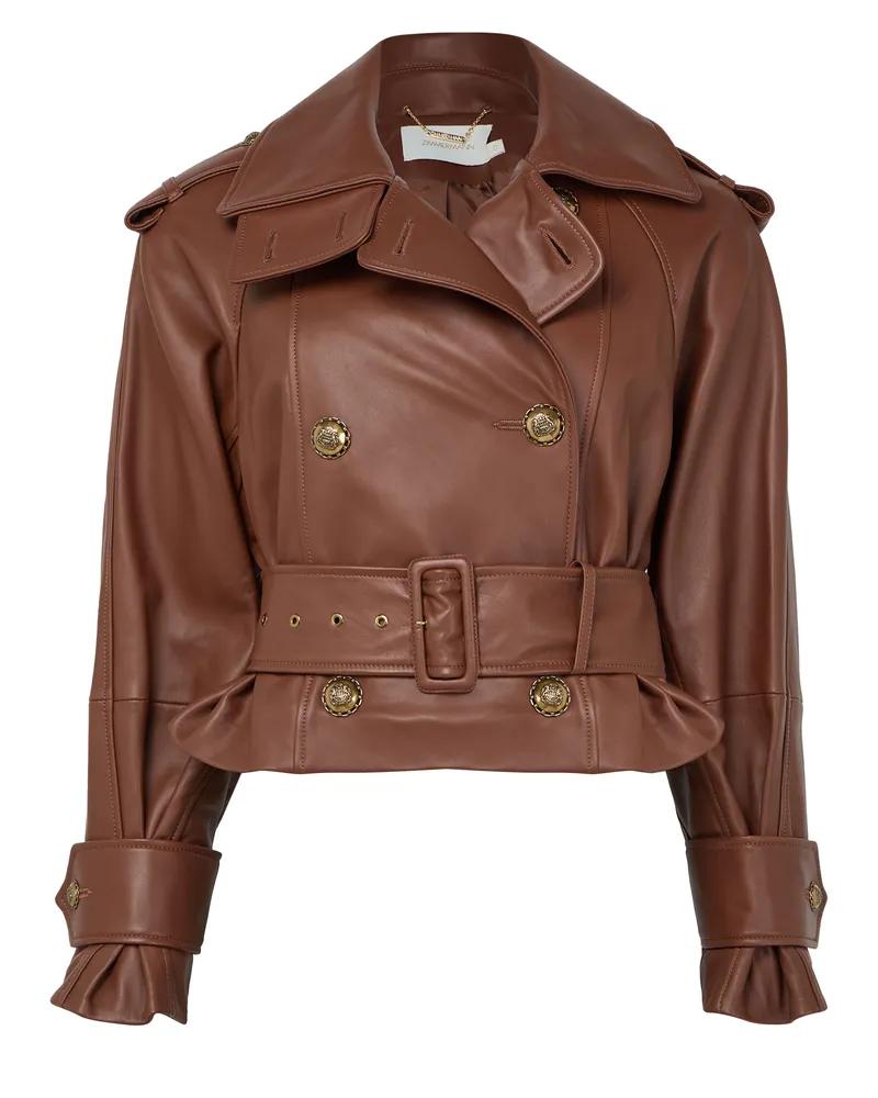 Zimmermann Hypnotic Crop-Trenchcoat aus Leder 
