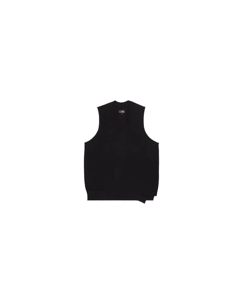 Maison Margiela Gauge 7 Distressed Sleeveless Knit Mini Dress Black