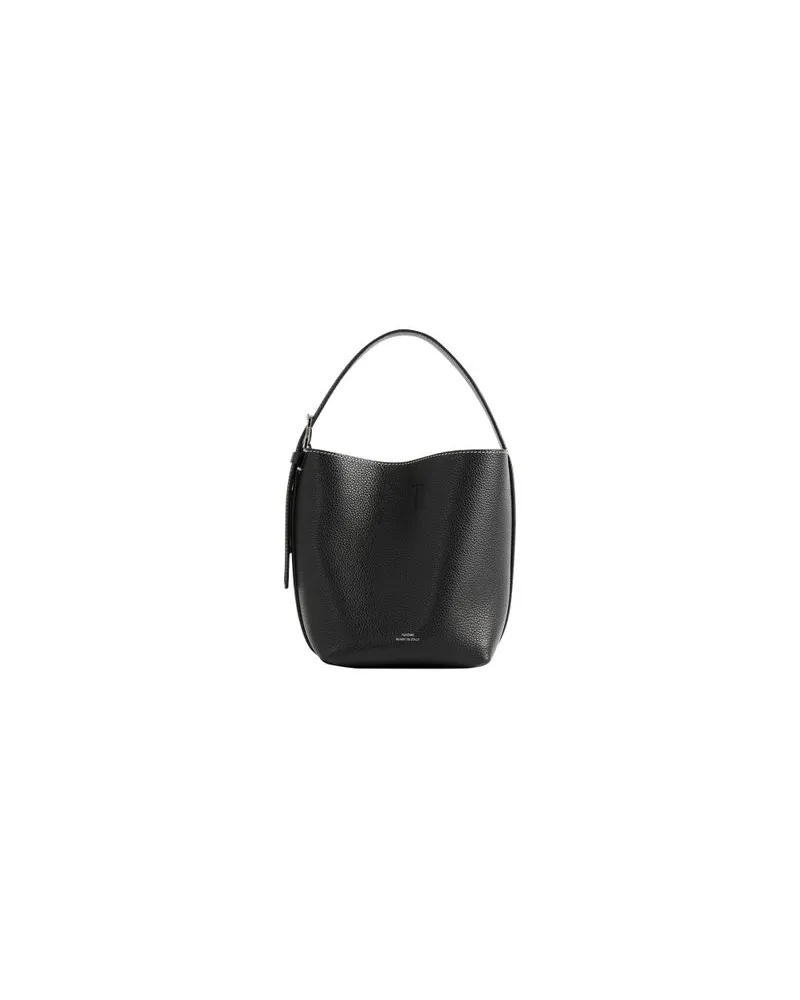Totême Kleine Cabas-Tasche Belted aus genarbtem Leder Black