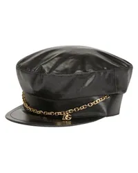 Dolce & Gabbana Baker-Boy-Mütze mit DG-Logo-Kette Black