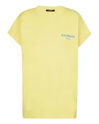 Balmain Beflocktes T-Shirt Balmain Paris Yellow