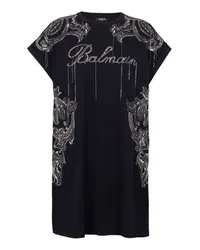 Balmain T-Shirt-Kleid Balmain Signature mit Stickerei und Ketten Black