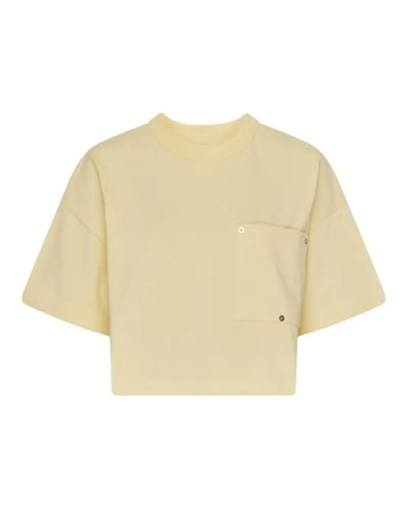 Bottega Veneta Kurzes Jersey-T-Shirt mit V-Tasche Yellow