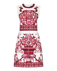 Dolce & Gabbana Kurzes Brokat-Kleid mit Majolika-Print Multicolor