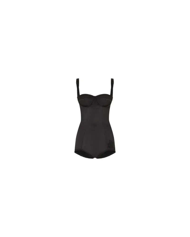 Dolce & Gabbana Seidenbody mit Balconette-BH Black