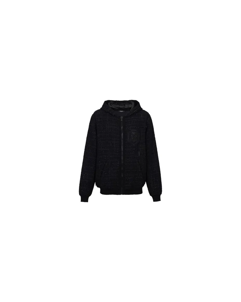 Balmain Tweedjacke mit Kapuze Black