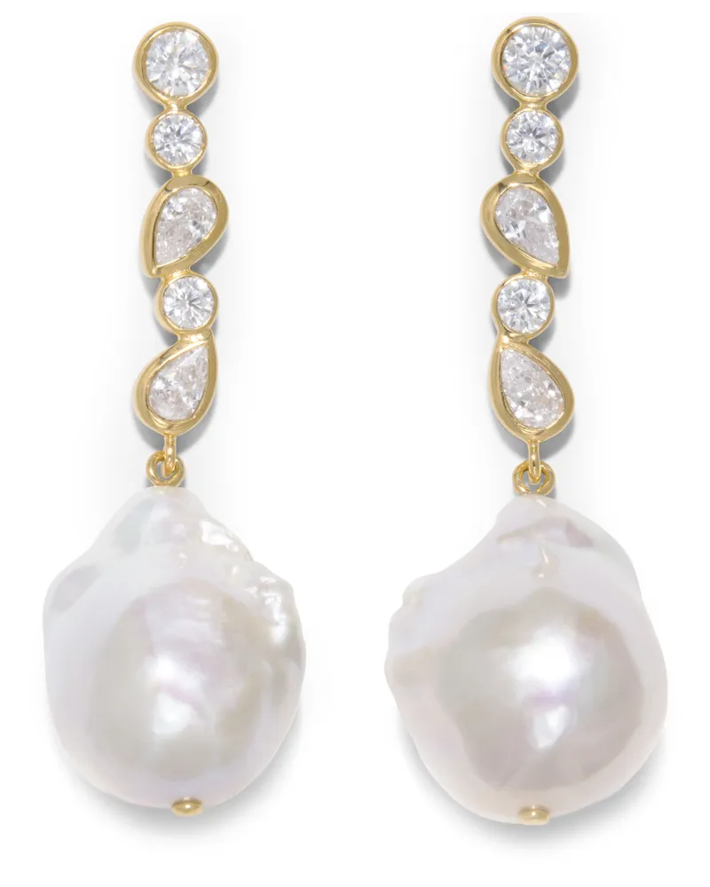 Completedworks Ohrringe aus recyceltem Gold Vermeil mit Perlen und Zirkonias 