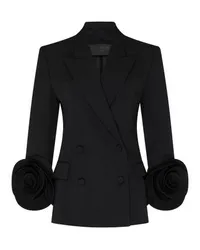 Valentino Garavani Blazer mit gestickten Blumen-Details Black