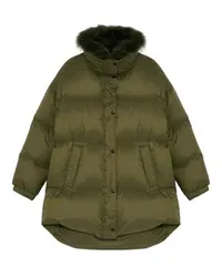 Yves Salomon Daunenjacke mit Lammfellbesatz Green